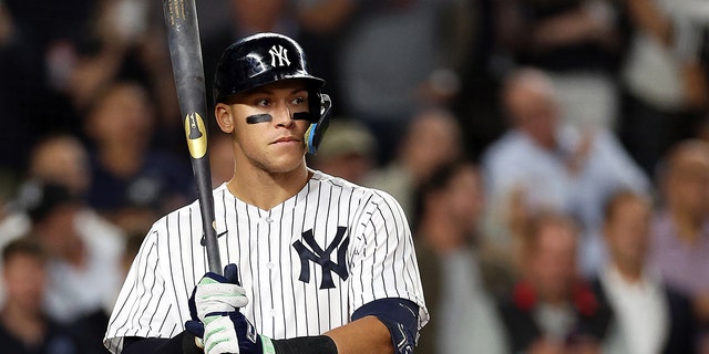 Aaron Judge, #99 of the New York Yankees, bats during the 6th inning of the game against the Pittsburgh Pirates at Yankee Stadium on Sept. 20, 2022 in the Bronx borough of New York City. 