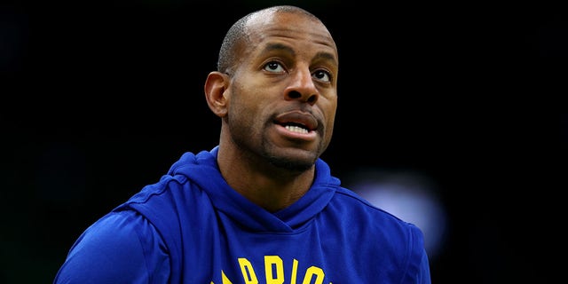 Andre Iguodala of the Golden State Warriors warms up prior to Game 6 of the 2022 NBA Finals at TD Garden in Boston June 16, 2022.