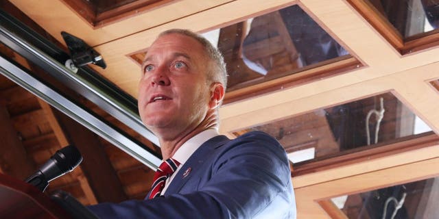 Rep. Sean Patrick Maloney, D-N.Y., speaks during a press conference on the the Inflation Reduction Act at Glynwood Boat House on August 17, 2022 in Cold Spring, New York.