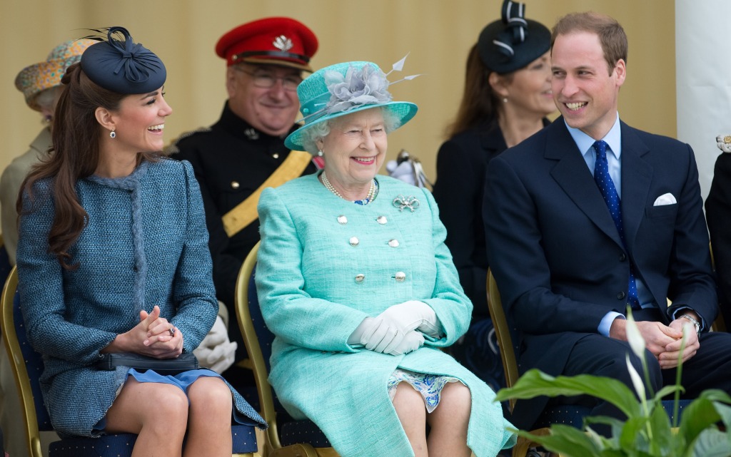 Catherine, Duchess of Cambridge, Queen Elizabeth II and Prince William, Duke of Cambridge