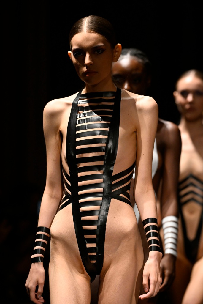 A model walks the runway for Black Tape Project At New York Fashion Week