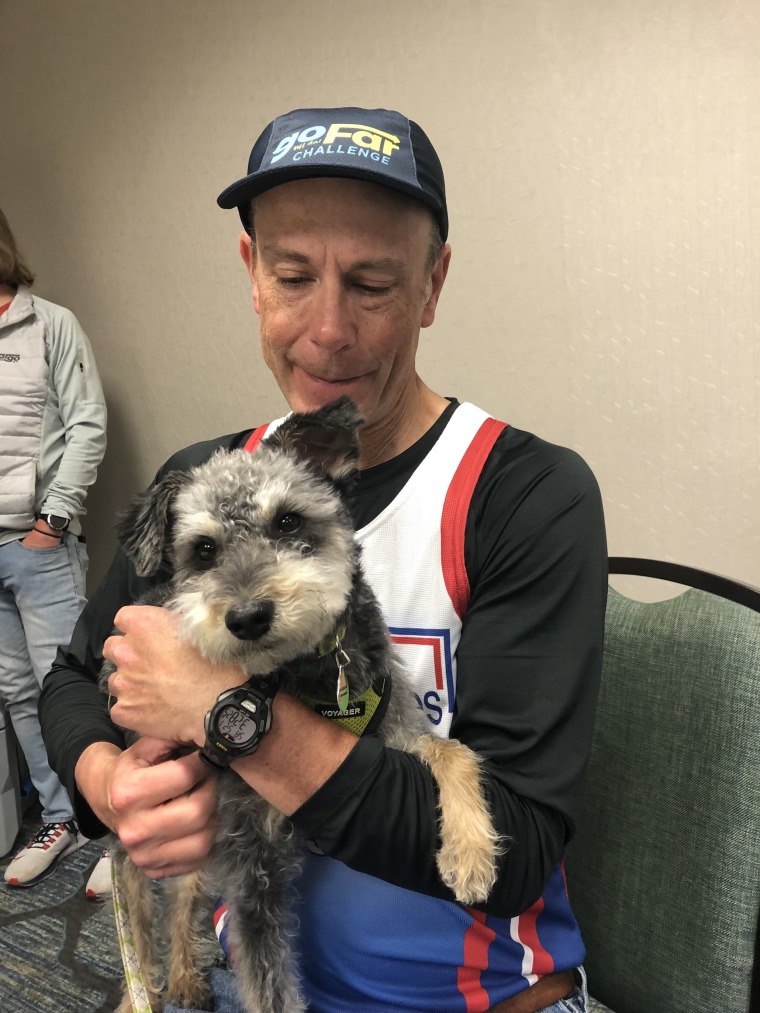 Perri, pictured with his beloved dog, was diagnosed with stage 3 prostate cancer. A few months later, he learned the cancer had spread, changing the diagnosis to a stage 4. 