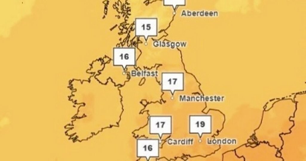 Temperatures rising to 20C in the UK this week while heavy rain continues