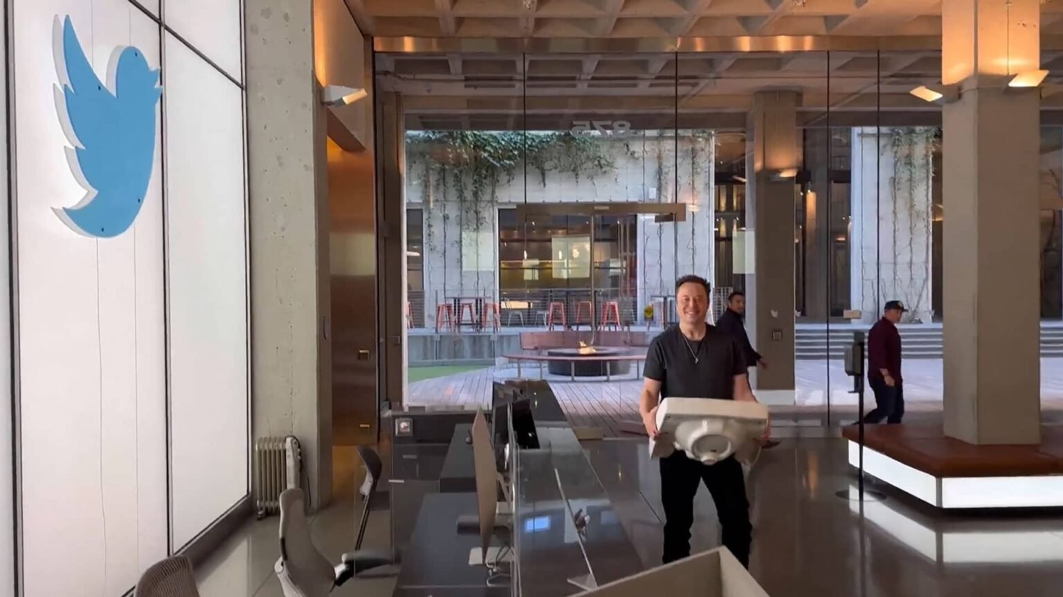 Elon Musk carried a sink into Twitter on Wednesday as deal nears close