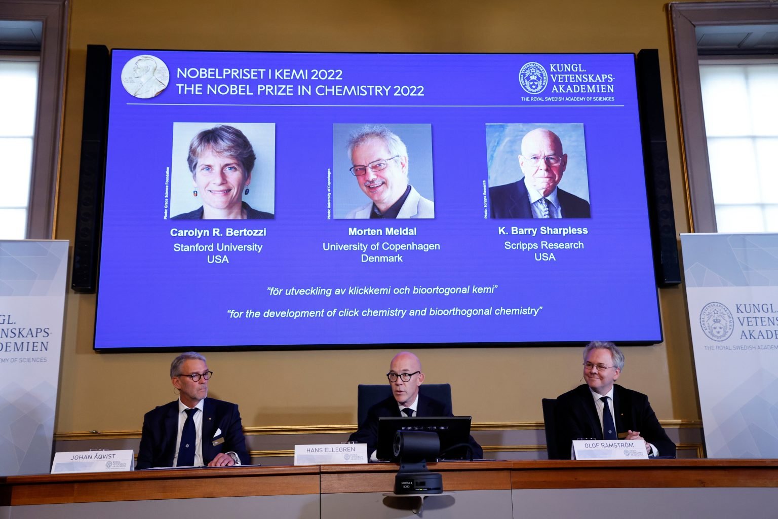 Nobel Prize awarded to 3 chemists who made molecules ‘click’