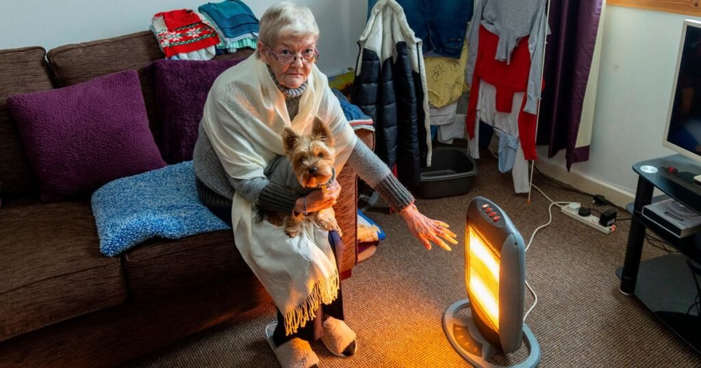OAP too scared to turn on heating due to cost curls up with her dog to stay warm