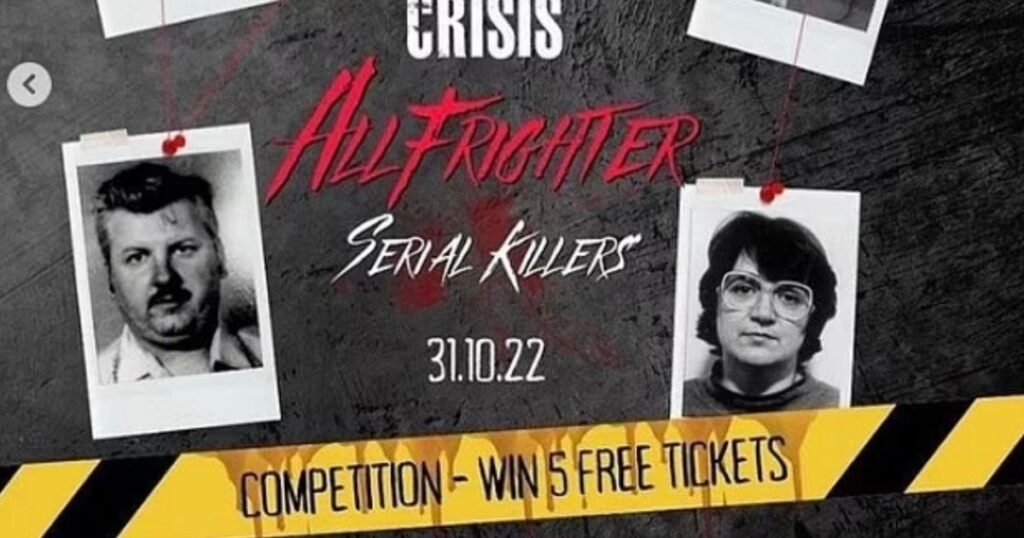 Club apologises for using Rose West and Jeffrey Dahmer in Halloween night poster