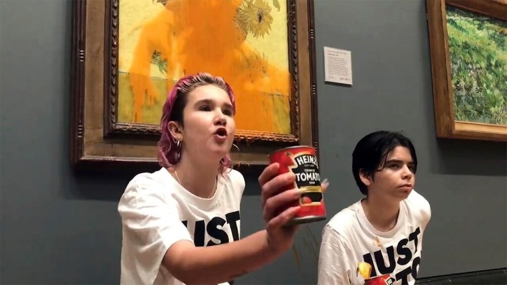 Anti-oil environmentalists pour tomato soup on Van Gogh ‘Sunflowers’ painting