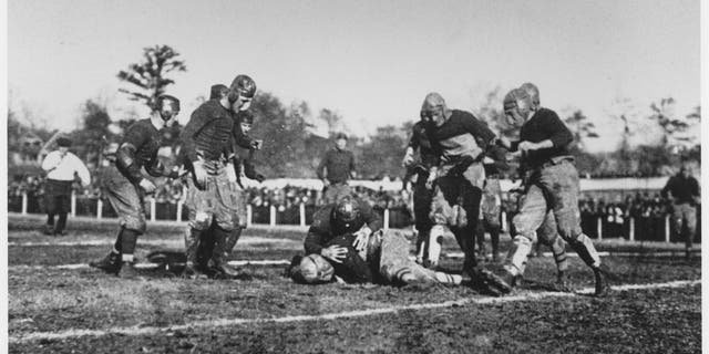 This is one of the few known photos from the most lopsided game in college football history. Georgia Tech beat Cumberland College, 222-0, Oct. 7 1916.