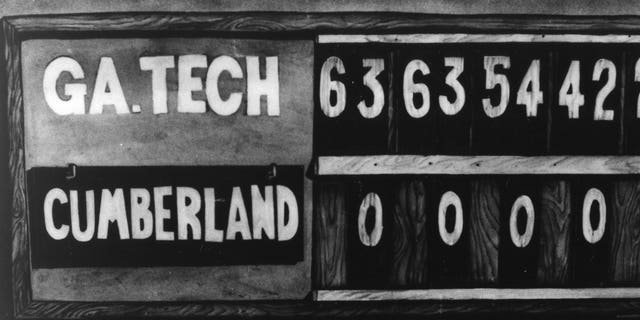 Georgia Teach scored 63 points in each of the first two quarters in its shocking 222-0 win over Cumberland College Oct. 7, 1916. The second half's quarters were reduced from 15 minutes to 12 minutes.