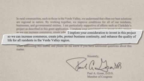 A passage from a letter from Rep. Paul Gosar to Transportation Secretary Pete Buttigieg from July.