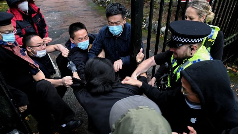 UK lawmaker accuses Chinese diplomat of ‘ripping down posters’ during pro-democracy consulate protest