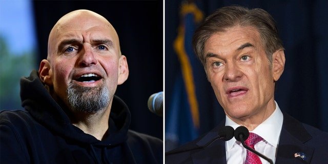 Fetterman, left, and Oz, right, will go head to head in the Pennsylvania Senate election on November 8.