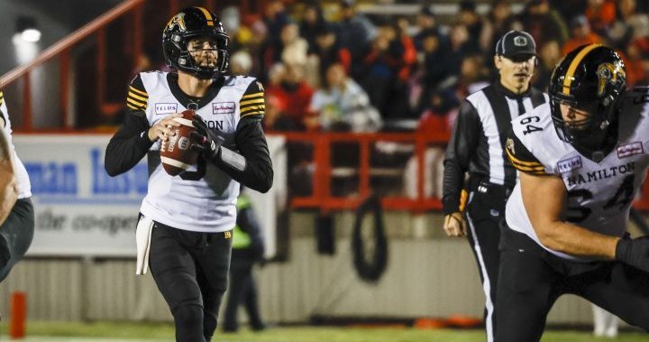 Wild finish sees Tiger-Cats win 1st game in Calgary in 18 years with 35-32 victory over Stampeders