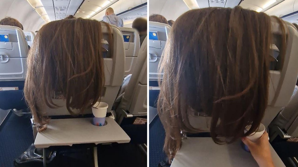 Just ‘plane’ bad etiquette: Airline passenger drapes her long, thick hair over the back of her seat