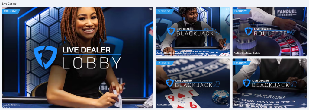 FanDuel Casino has a great selection of Live Dealer games.