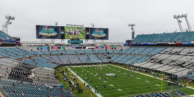 TIAA Bank Field in Jacksonville before the start of a game between the Georgia Bulldogs and the Florida Gators, Oct. 29, 2022.