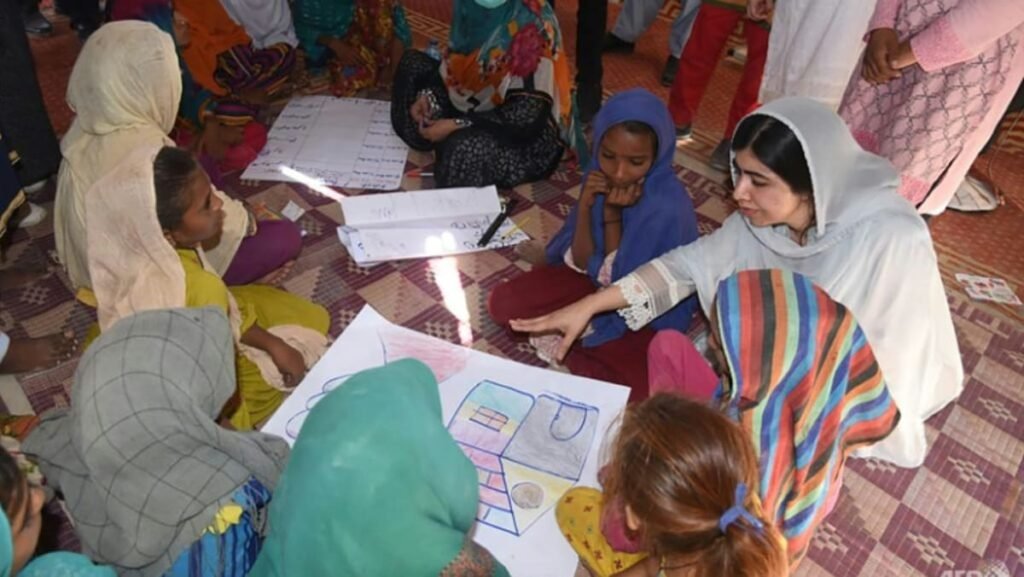 Malala visits women at flood camps in Pakistan