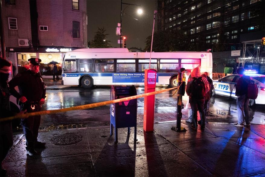 The bus was traveling northbound on Flatbush Avenue when it struck into the woman while making a turn.