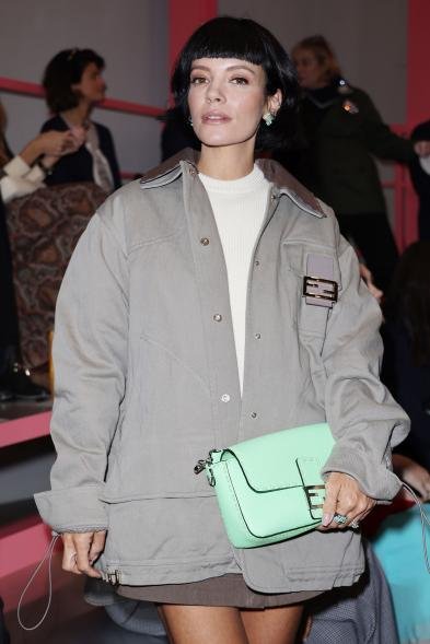 Lily Allen is seen at the Fendi Spring Summer 2023 Show during Milan Fashion Week on September 21, 2022 in Milan, Italy.