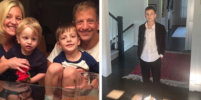 The Hoffman family are shown at left from several years ago — with Jerron Hoffman shown recently on the right.