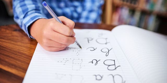 Cursive writing skills were typically taught in elementary school.