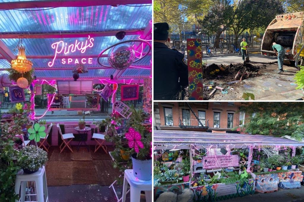NYC tears down artsy $25K dining shed at Pinky’s Space, angering owners who say they had ‘zero warning’