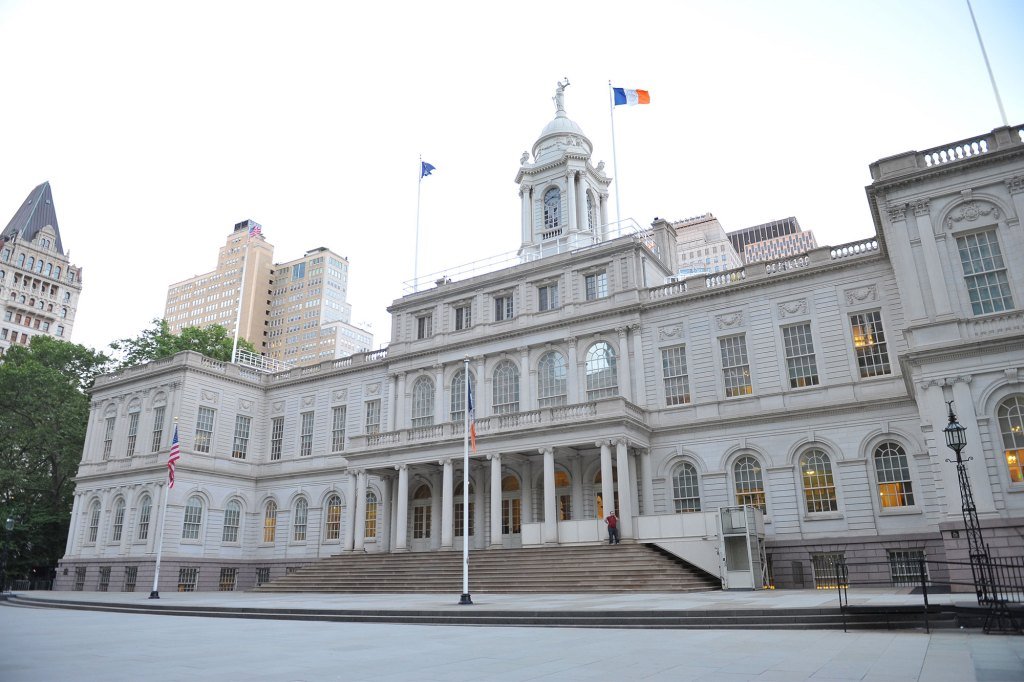 A general view of the New York City Hall building in New York