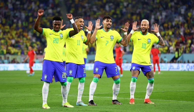 Brazil goal dance routine