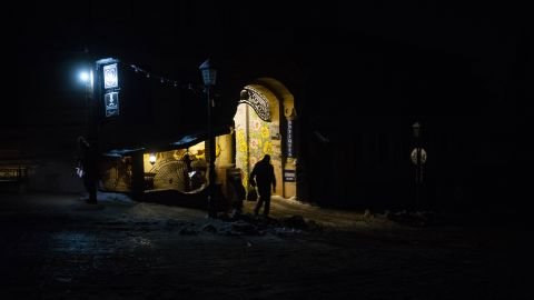 Dark streets in Kyiv are seen on November 23.