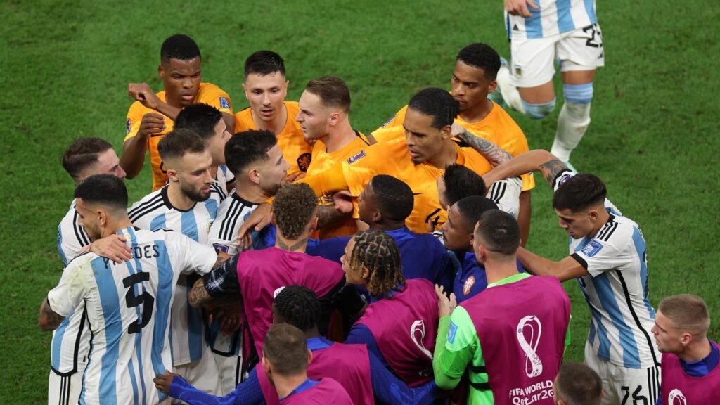 Argentina’s Leandro Paredes causes ‘a riot’ by booting ball at Netherlands bench at 2022 World Cup