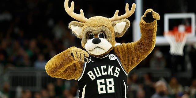 Milwaukee Bucks mascot before the game against the Cleveland Cavaliers at Fiserv Forum on Nov. 25, 2022 in Milwaukee, Wisconsin.