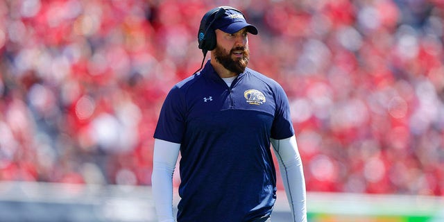 Head coach Sean Lewis of the Kent State Golden Flashes looks on during the first half against the Georgia Bulldogs at Sanford Stadium on September 24, 2022 in Athens, Georgia. 