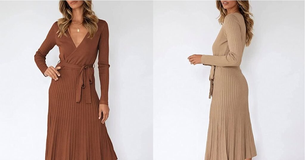 This Sweater Dress Has Elegant Pleating That Seriously Elevates Its Style