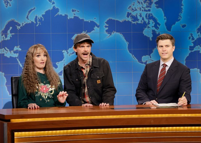 Colin Jost Blushes Over ‘Saturday Night Live' Impression of Scarlett Johansson During 'Weekend Update'