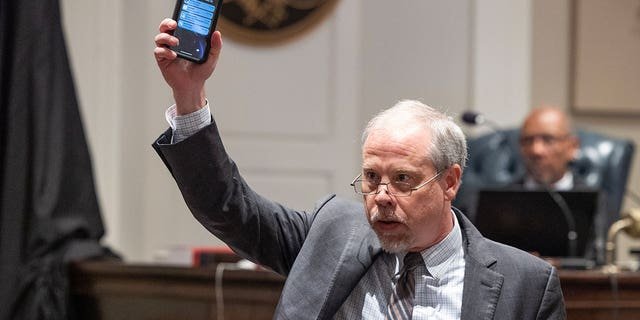 Prosecutor Creighton Waters delivers his opening statement in Alex Murdaugh’s trial for murder at the Colleton County Courthouse on Wednesday, January 25, 2023.