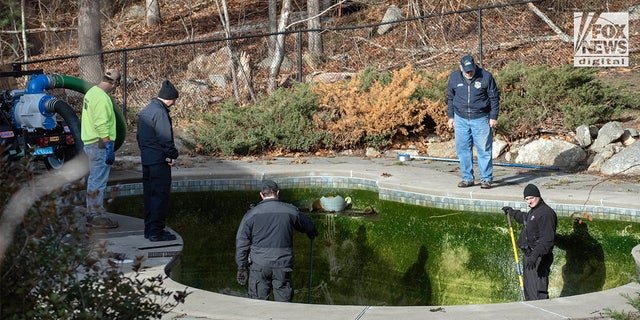 Individuals could be seen draining the pool at Ana Walshe's home; Walshe has been missing since New Year's Day.