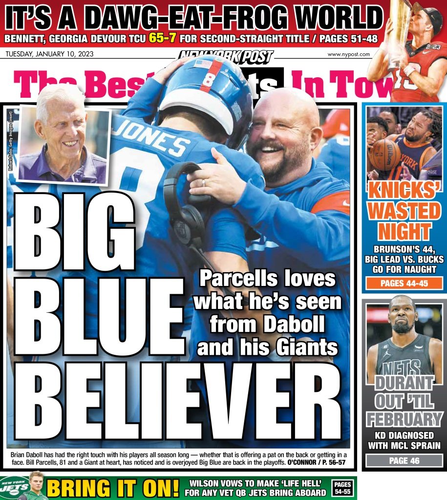 The back cover of the New York Post on January 10, 2023.