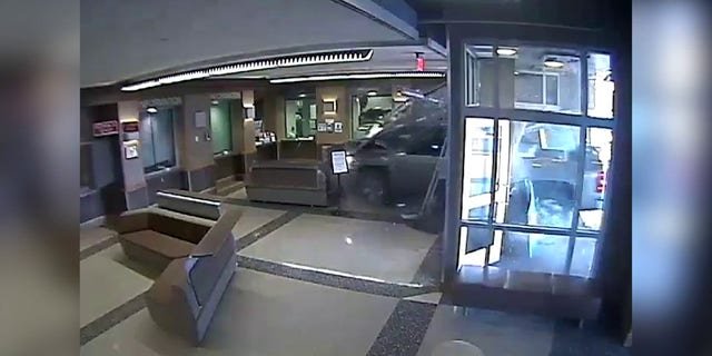 At the time of the incident, eleven employees were working behind the windowed walls that stopped the pickup truck from causing any more damage or harm to the building and its occupants.