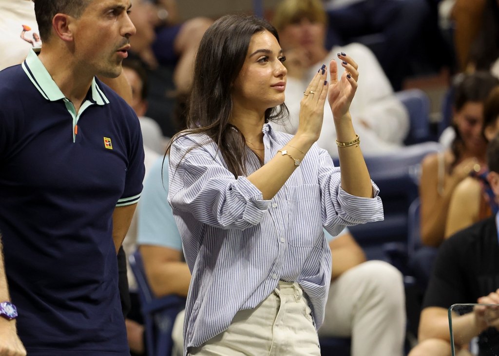 Costeen Hatzi cheers for Nick Kyrgios of Australia during Day 7 of the US Open on Sept. 4, 2022 in Queens, New York City.