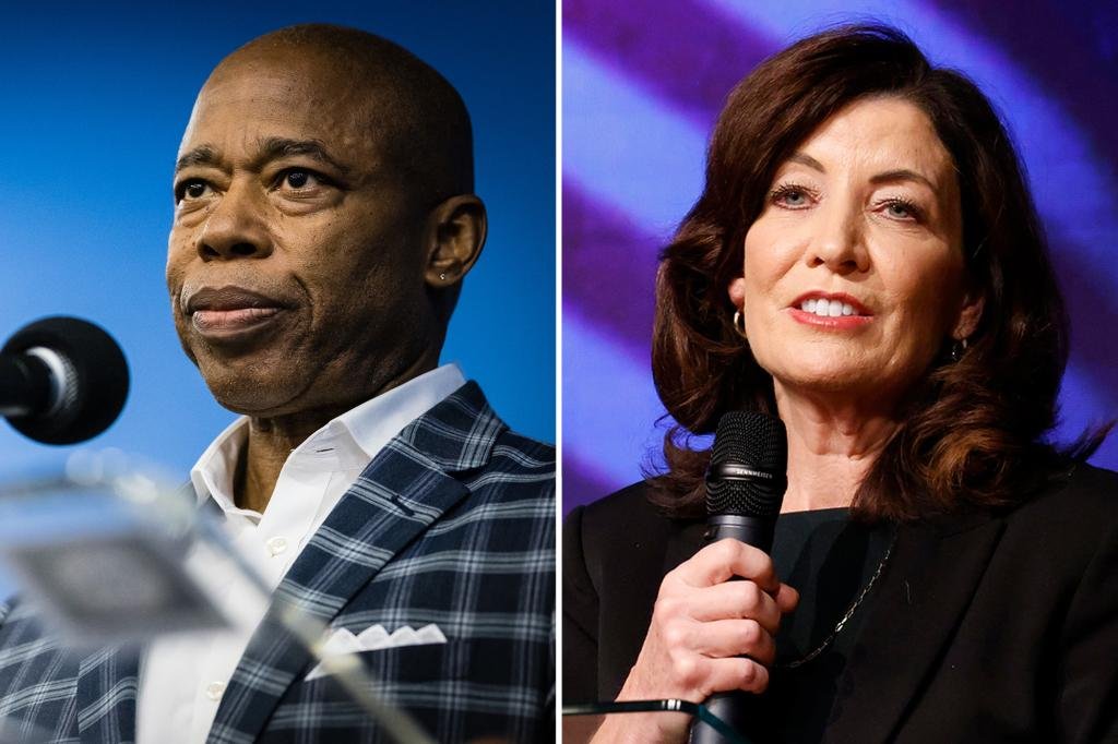 Kathy Hochul mum on housing NYC migrants — as Eric Adams favors using stadiums