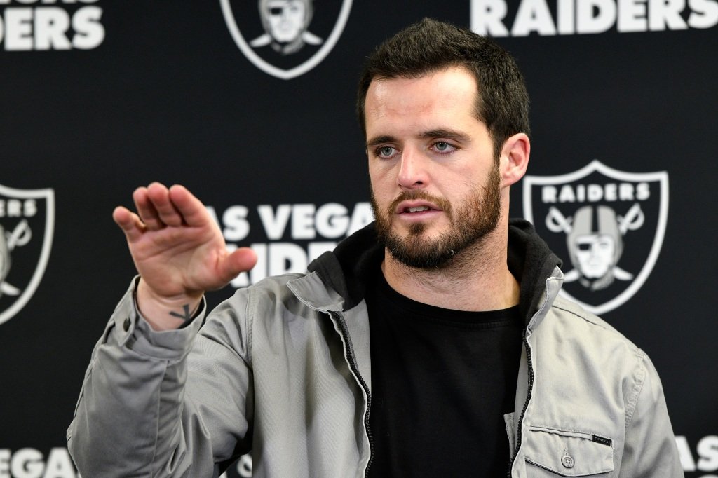 Derek Carr at a Raiders press conference on Dec. 24, 2022.