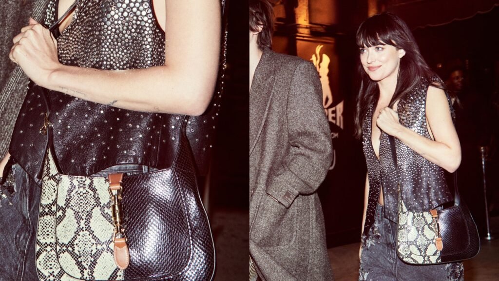 Dakota Johnson’s “Perfect” Handbag Is a Reimagined—And Suitably Retro—Gucci Classic