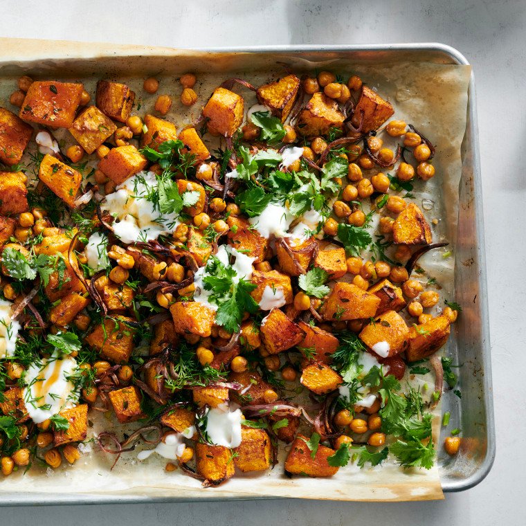 Roasted Squash and Chickpeas with Hot Honey
NYTCREDIT: David Malosh for The New York Times. Food Stylist: Simon Andrews.