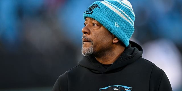 Interim head coach Steve Wilks of the Panthers exits the field after the Detroit Lions game at Bank of America Stadium on Dec. 24, 2022, in Charlotte, North Carolina.