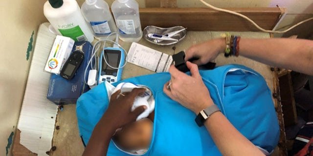 Seen in this undated photo is an image of a newborn baby, which was taken at Sunyani Municipal Hospital in Ghana, where the child was being treated. The infant is wearing a Warmilu blanket.