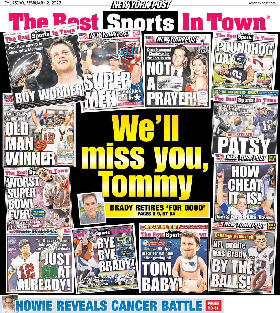 The Post's back page recalls many of Tom Brady's most memorable moments.
