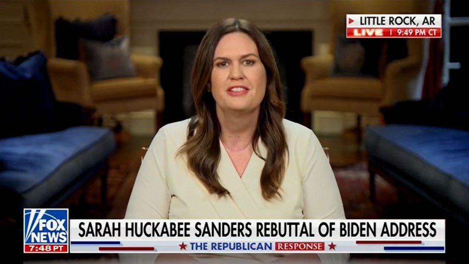 Arkansas Gov. Sarah Sanders says Biden surrendered presidency to ‘woke mob’ who can’t define ‘woman’