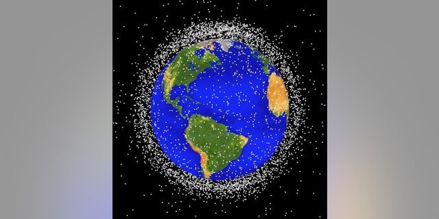 GRAPHIC - (CIRCA 1989): This National Aeronautics and Space Administration (NASA) handout image shows a graphical representation of space debris in low Earth orbit.