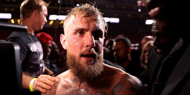 GLENDALE, ARIZONA - OCTOBER 29: Jake Paul exits the ring after his unanimous decision win over Anderson Silva of Brazil in their cruiserweight bout at Desert Diamond Arena on October 29, 2022 in Glendale, Arizona. (Photo by Christian Petersen/Getty Images)